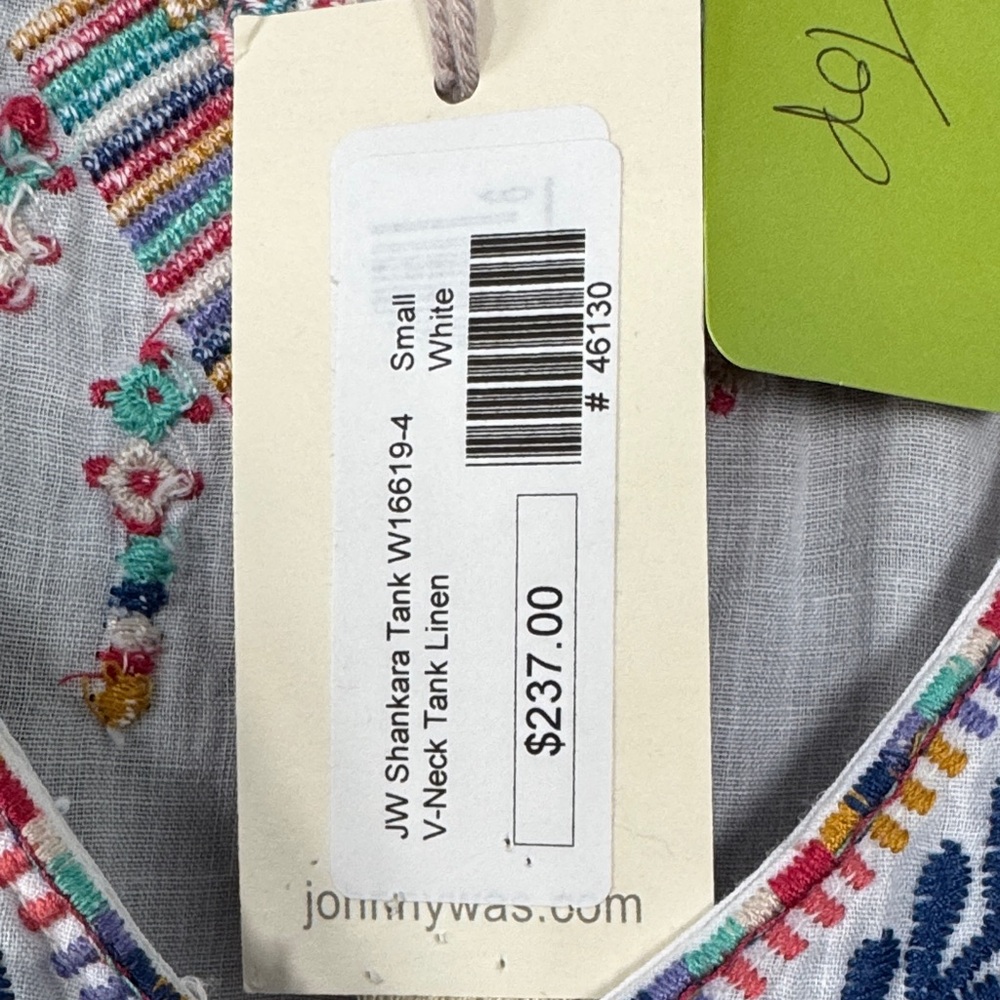 Johnny Was Embroidered Sleeveless White Top - Picture 3 of 7